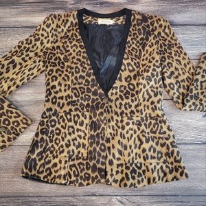 Vintage Leopard print Suede blazer Eomens SZ L DSLY